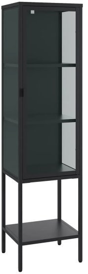 יחידת מדפים ממתכת בשילוב דלת זכוכית דגם BS210 מבית Step Up - צבע שחור