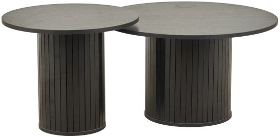 זוג שולחנות סלון עגולים לסלון Step Up - צבע שחור