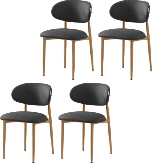 4 כיסאות מרופדים לפינת אוכל דגם Alon מבית Star Shop - צבע אפור כהה