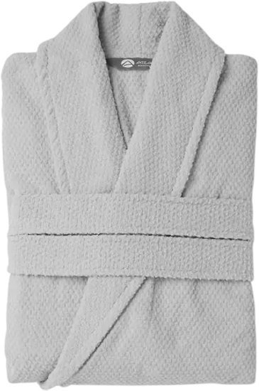 חלוק רחצה פיקה 100% כותנה מידה  L-XL דגם סטלה מבית ערד טקסטיל - צבע אפור בהיר