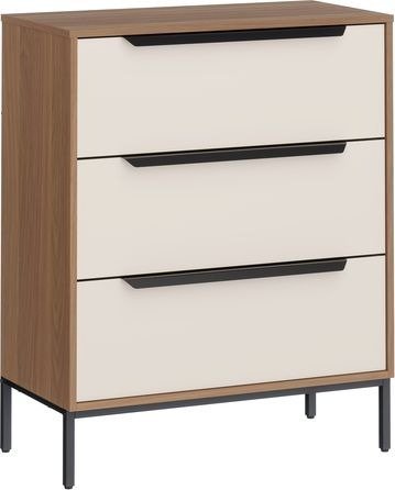 שידת 3 מגירות דגם רביב מבית Ramos - צבע לבן / אלון כהה