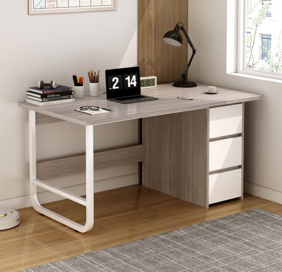 שולחן מחשב ברוחב 120 ס''מ כולל מגירות דגם RSM-2000 מבית Rosso Italy - צבע אפור / לבן