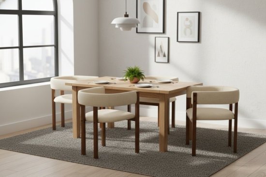 זוג כיסאות לפינת אוכל דגם Boston מבית Ramos - צבע לבן / אלון כהה