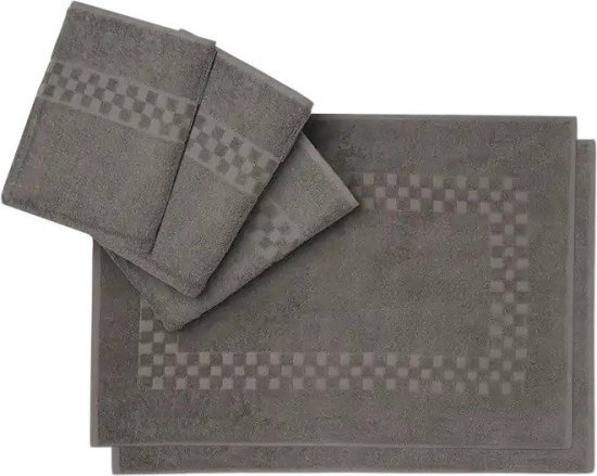 מארז 5 מגבות (3 מגבות גוף + 2 מגבות לרצפה) 100% כותנה דגם נונה מבית ערד טקסטיל - צבע אפור כהה