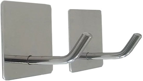 וו תליה נירוסטה בהדבקה מרובע דגם מלאווי מבית Malkan - (2 יחידות במארז) - צבע כסף מבריק