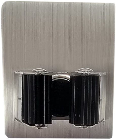 מתלה נירוסטה לתליית מקל בהדבקה דגם ליסי מבית Malkan - צבע כסוף / שחור