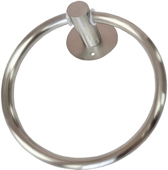 מתלה נירוסטה לתליית מגבות בהדבקה / הברגה דגם וולטה (חישוק) מבית Malkan - צבע כסוף מט