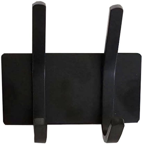 וו תליה נירוסטה בהדבקה (מלבן מוארך + 2 ווים) דגם הדסון מבית Malkan - צבע שחור