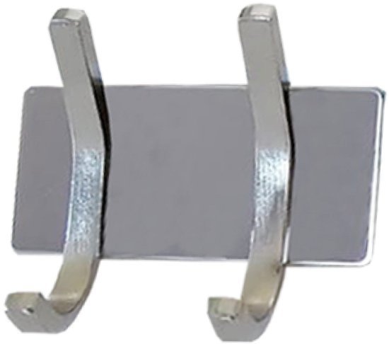 וו תליה נירוסטה בהדבקה (מלבן מוארך + 2 ווים) דגם הדסון מבית Malkan - צבע כסוף מבריק