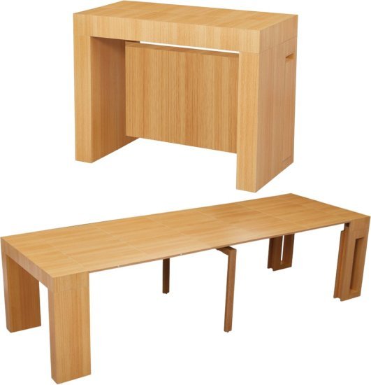 קונסולה ברוחב 100 ס''מ נפתחת לפינת אוכל עד 300 ס''מ דגם Hermes מבית Woody - צבע עץ