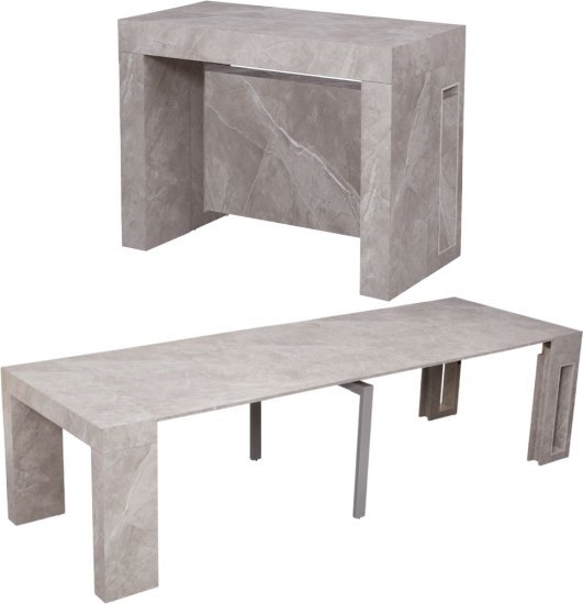 קונסולה ברוחב 100 ס''מ נפתחת לפינת אוכל עד 300 ס''מ דגם Hermes מבית Woody - צבע אפור שיש