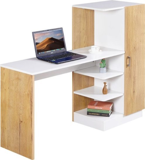 שולחן תלמיד משולב ספרייה ברוחב 150 ס''מ דגם Talia מבית Woody - צבע לבן / עץ