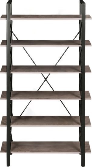 ספריית 6 מדפים 200x105x35 ס''מ דגם Maya מבית Woody - צבע עץ + אפור