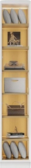 ארון בגודל 210x40x60 ס''מ עם דלת זכוכית ותאורת LED דגם Venice מבית Woody - צבע לבן