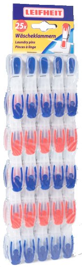 סט 25 אטבי כביסה בצבעים אדום / כחול - Leifheit