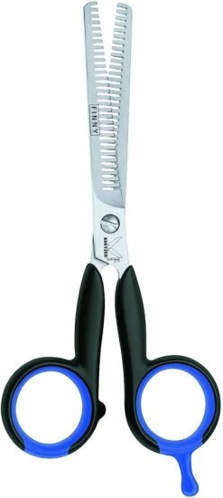 מספריים מקצועיים לדילול ועיצוב שיער 17 ס''מ 30 שיניים דגם Finny מבית Kretzer Solingen - צבע כחול / שחור